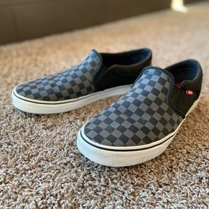 VANS slip-ons Gray/black checkerboard sz12 mens